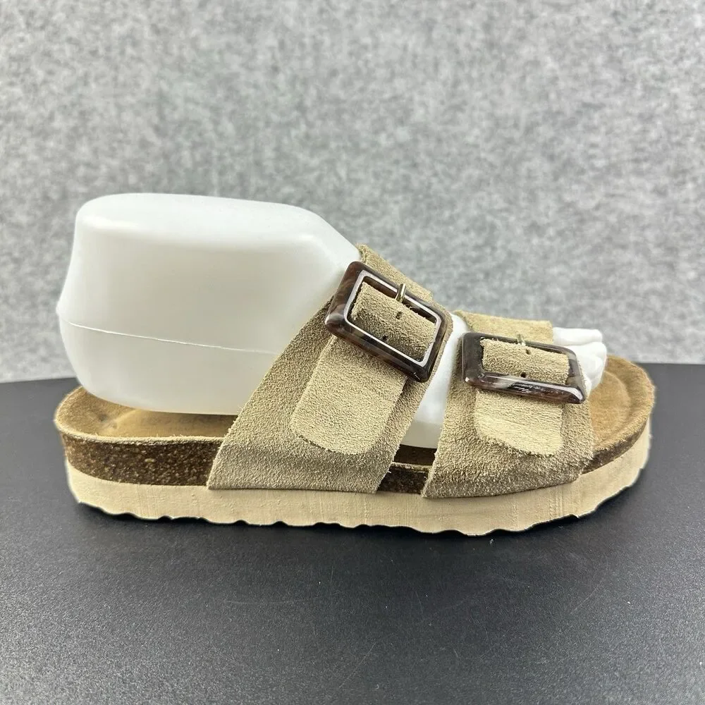 Bio Green Sandals Womens 38 Leather Adjustable Slip On Slides Comfort Shoes US 8